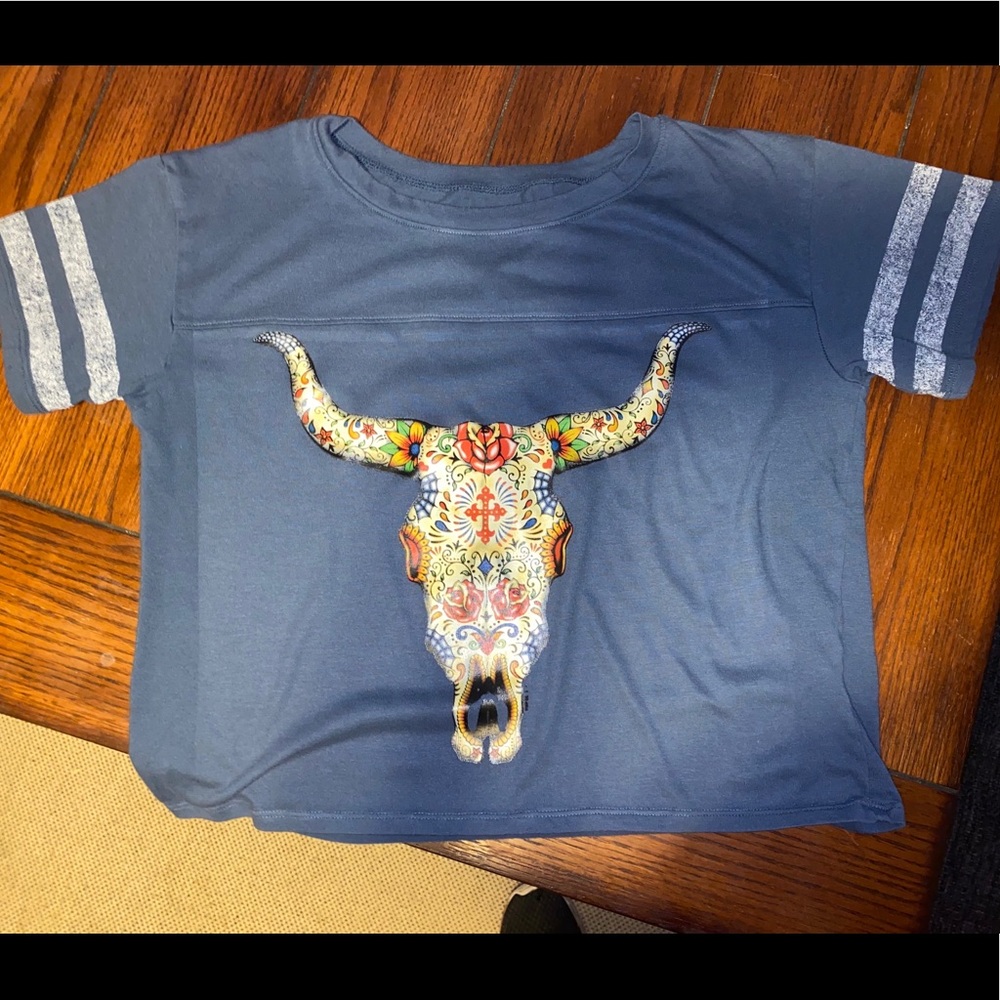 Cow skull cropped T-shirt